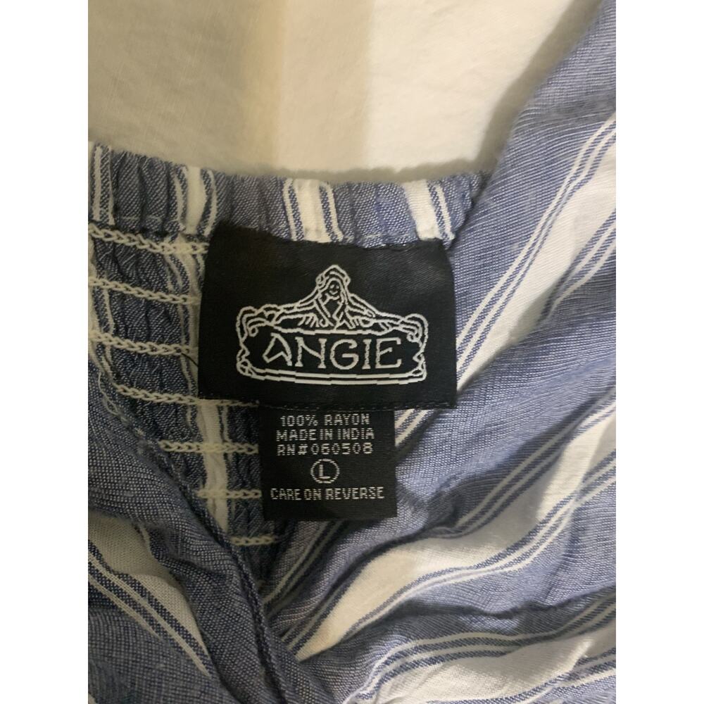 Angie Blue And White Striped Comfortable Jumpsuit Size Large Summer Resort wear - Picture 7 of 11